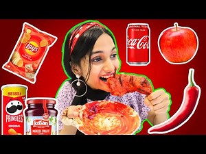 ONLY RED FOOD EATING CHALLANGE I ഇത് പൊളിക്കും 🔥🔥🔥l UNBOXINGDUDE l