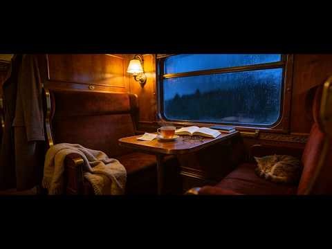 Midnight Train Cabin 🚂🌙 | Rain on the Window + Calm Music | 2 Hours Sleep, Study, Relax