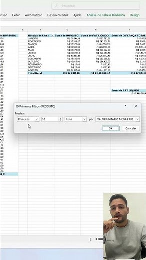 Como fazer filtro Top 10 na Tabela Dinâmica! #excel #dicasdeexcel #exceltips