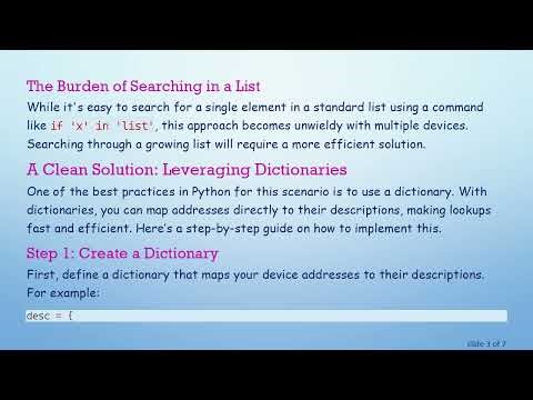 Efficiently Lookup Elements in Python Tuples for I2C Device Scanning