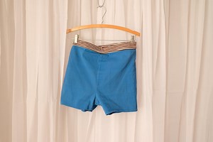 1960s Vintage Men's Swim Trunks Nylon Warp Knit Blue With Brown and White Striped Top Band Vintage Size 33 Towncraft - Etsy