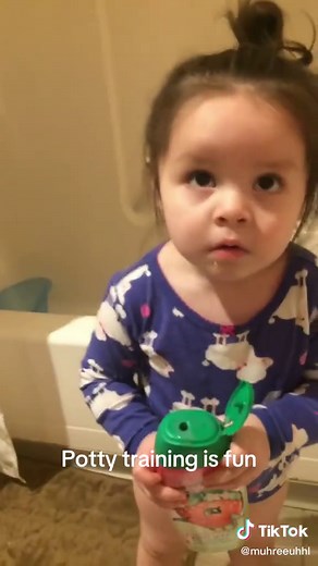 Those brown spots are 💩 from the diaper she took off. #pottytrainningfail #toddlersoftiktok #fypシ #fyp #funny #funnyvideos