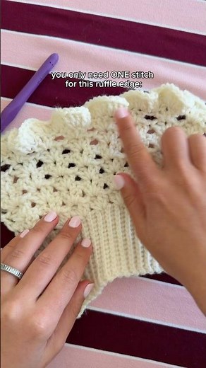 how to: ruffle edge 🎀 #crochet #crochetedge #crochettutorial #crochetwearables #fiberarts #ruffles