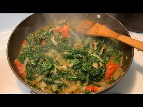 Sautéed Spinach with Onions and Tomatoes.