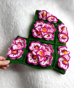 Hand-knitted Floral Crochet Ski Mask