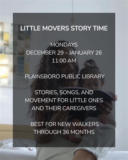 ✨ New at the Library ✨ Come move, sing, and discover stories together—Little Movers Story Time is our newest way to learn through play. Join us: plainsborolibrary.events.mylibrary.digital/event?id=232865 | Plainsboro Public Library