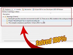 Fix Eclipse Java Build Path & Encoding Warnings | JRE 21 vs JavaSE-1.8 | Maven Project Setup Issue