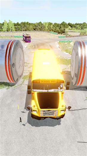 Long Colourful Capsule Buses vs Hydraulic Crush - BeamNG.drive
