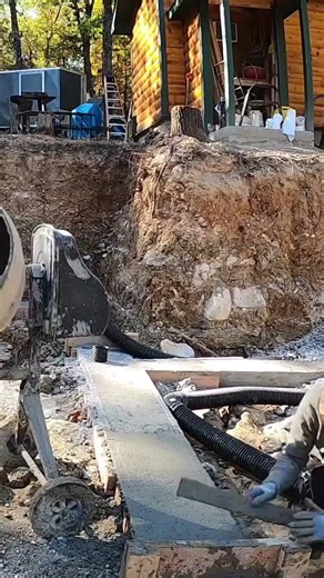 Getting the cement flat and smooth