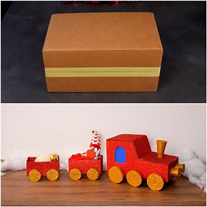 Cardboard transformed into a uniquely festive train | Nifty & Thrifty