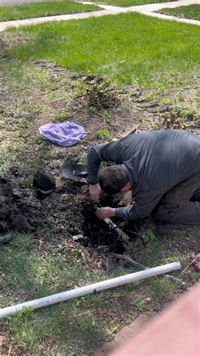 Fixing a sump pump line after I drove over it in the forklift. #HandsomeOrHandy. | Anthony Reimnitz