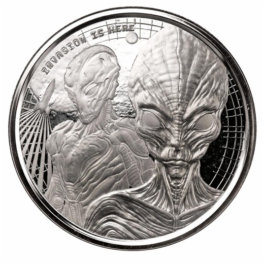 Alien Invasion 1 Oz Silver Coin .999 Fine Silver | Ghana 20 Cedis UFO Alien Collector Coin | Sci-fi Silver Bullion - Etsy Canada