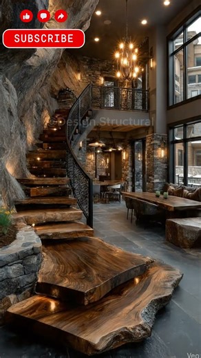 From Bare Concrete to Breathtaking Stone & Wood Staircase 😳🏔️