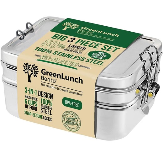 3-in-1 Stainless Steel Bento Lunch Box: 6-cup Food Storage With Snack Pod - Etsy
