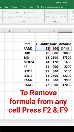in Excel Remove formula from any cell