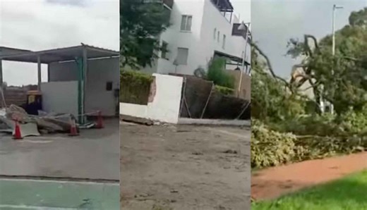 Árboles destrozados, muros derribados y garajes inundados: las consecuencias del paso de la manga marina por Costa Ballena