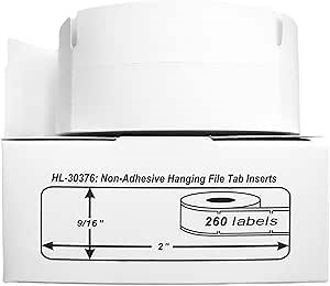 HOUSELABELS Compatible DYMO 30376 File Folder Labels (9/16" x 2"), Non-Adhesive, Compatible with DYMO LW 450, 4XL, Rollo & Zebra Desktop Printers, 4 Rolls /1040 Labels