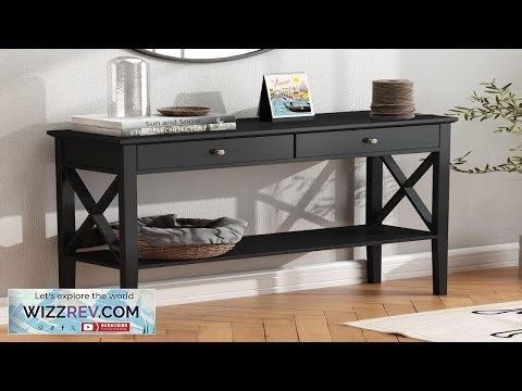 ChooChoo Console Table with Drawers Narrow Wood Accent Sofa Table Entryway Table