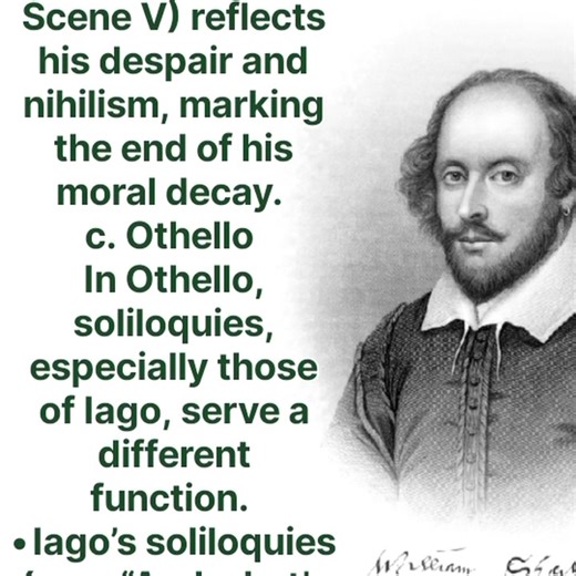 William Shakespeare’s use of soliloquy is one of the most remarkable features of his dramatic technique. A soliloquy is a speech delivered by a character who is alone on stage, expressing his or her innermost thoughts, emotions, and motives directly to the audience. It allows the dramatist to reveal a character’s private feelings and psychological state, creating intimacy between the character and the audience. Part 7 | Explore English Literature | Facebook