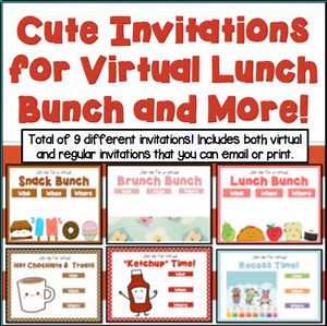 Cute Invitations for Lunch Bunch, Snack Bunch & more for Distance Learning!