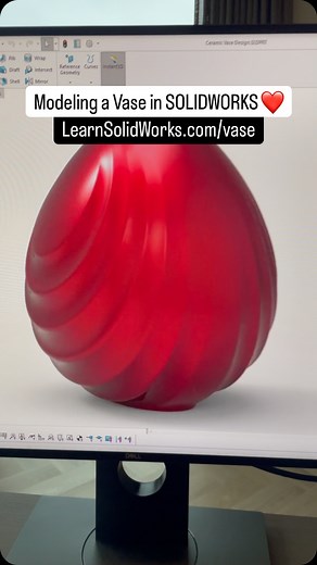 LearnSOLIDWORKS.com on Instagram: "Learn how to model this Red Vase in SOLIDWORKS using Surface Modeling techniques! Whether you’re a beginner or a pro, this step-by-step guide will help you master new techniques and level up your skills. Watch now for FREE! Don’t forget to like, save & share with fellow designers! Check link in bio or go to LearnSolidWorks.com/vase #SOLIDWORKS #3DCAD #EngineeringDesign #SolidWorksTutorial #CADmodeling #MechanicalDesign #ProductDesign #3DModeling #EngineeringLif