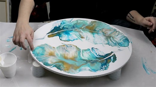 Amazing Turquoise Double Feather Dutch Pour!! Acrylic Pouring Technique