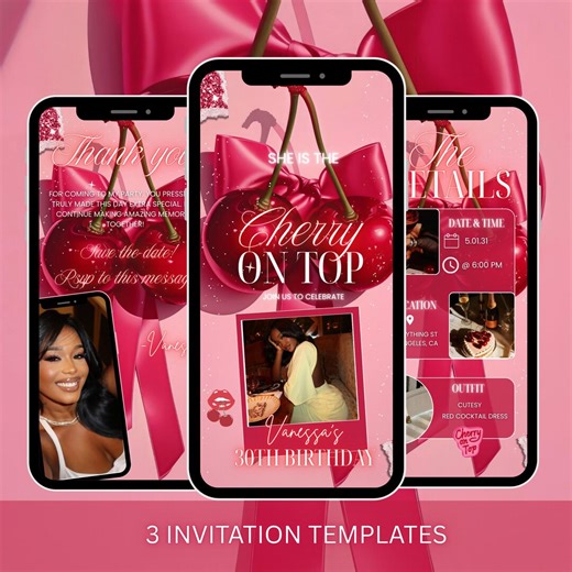 Animated Cherry on Top Birthday Invitation, She’s the Cherry on Top Invite, Cherry Birthday Invite - Etsy