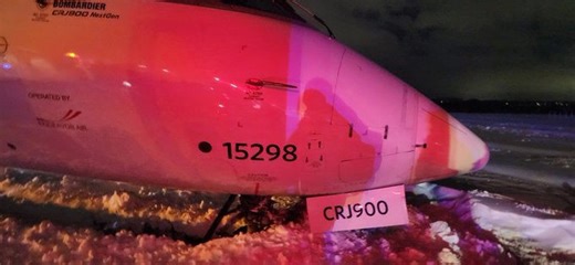 Delta aircraft slides off runway upon icy landing in Des Moines International Airport, all passengers safe