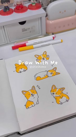 Drawing cute Corgi 🐶 #drawings #drawwithme #cutedog #corgi #corgidrawing #chillwithme