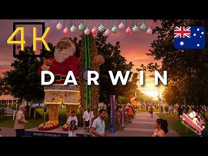 Christmas in Darwin Walking Tour (4K 60FPS) | Xmas in the Tropics | Northern Territory, Australia 🇦🇺