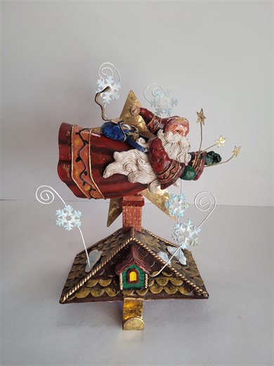 Vintage Santa and Star Tin Stocking Holder – Whimsical Christmas Collector Mantel Décor - Etsy