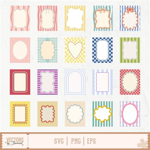 40 Wavy Striped Frame SVG PNG EPS Bundle, Wavy & Striped Whimsical Frame, Hand-drawn Border Wavy Checkered Frame, Wavy Striped Frame Clipart - Etsy