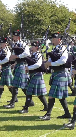 Fraserburgh Royal British Legion (RBL) Pipe Band, led by Pipe Major Andrew Buchan, march in starting their Grade 4A bands final at the 2024 European Pipe Band Championships. These were held in the City of Perth, Scotland, on Sunday 11 August 2024. The band, who weari Flower of Scotland tartan, were awarded 8th place in the Grade 4A final and they started with the tunes McKays Polka and Captain Norman Orr Ewing. Hosted by Perth Highland Games & Perth and Kinross Council, in conjunction with the R