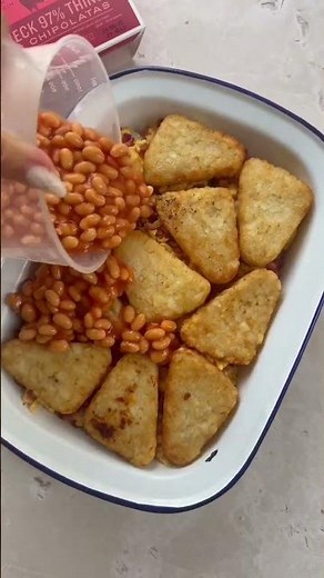 The HECK Mumsnet Breakfast Lasagna stacked with 97% Chipolatas
