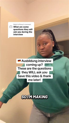 Replying to @Rossy 🇩🇪 Ausbildung interview coming up? These are the questions they WILL ask you Save this video & thank me later. #ausbildung #fyp #azubi #germany #treanding