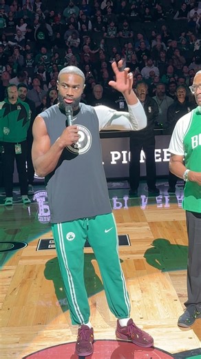 Jaylen Brown delivers the pregame address ahead of the inaugural NBA Pioneers Classic 👏 | ESPN