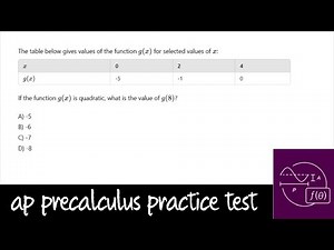 AP Precalculus Practice Test: Unit 1 Question #5 Use a Quadratic Table to Make Predictions