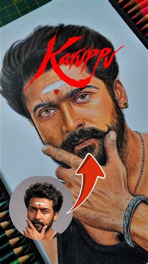 Karuppu SURYA portrait using color pencils✏️✨ #colourpencildrawing #suriya #karuppu #movie #drawing