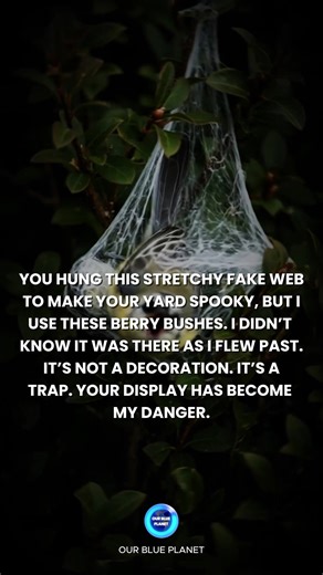 Those stretchy fake spider-web decorations look fun to us, but when placed outdoors they can become hidden traps for wildlife like birds, bees and other beneficial insects. Once an animal becomes entangled in the synthetic fibers, it may struggle and suffer serious harm or even death. Every year, wildlife organizations and animal welfare groups report cases of birds and pollinators caught in outdoor fake spider webs, especially during fall when many species are active and migrating. These decora
