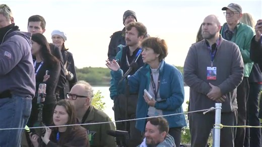 NASA Artemis II Moon Rocket Crew Rollout Media Event | Kennedy Space Center Support FriendsofNASA.org | From left to right, NASA Press Secretary Bethany Stevens; NASA Administrator Jared Isaacman; NASA Associate Administrator Amit Kshatriya; Artemis II NASA astronauts Reid Wiseman, commander; Victor Glover, pilot, and Christina Koch, mission specialist, and Canadian Space Agency (CSA) Jeremy Hansen, mission specialist, speak to members of the media during NASA’s Artemis II Space Launch System (S