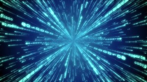 Blue Binary Code Digits on Gradient Background - Technology Concept