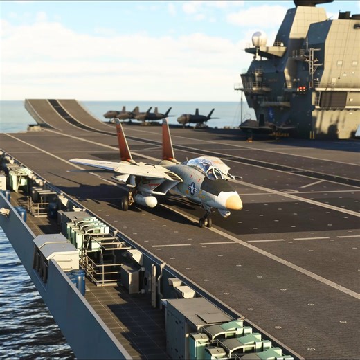 3.4K views · 42 reactions | Watch the legendary F-14 Tomcat as it powers up and prepares for takeoff from an aircraft carrier in Microsoft Flight Simulator 2020. | Thunder Clips | Facebook