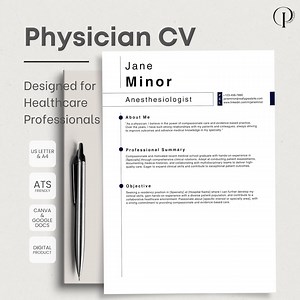 Anesthesiologist CV Template | Residency & Fellowship Physician Resume | Canva and Google Docs - Etsy Canada