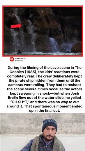 During the filming of the cave scene in The Goonies (1985), the kids’ reactions were completely real