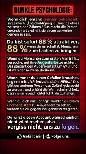 6 Unglaubliche Tricks der Dunklen Psychologie 🧠👁️ #psychologie