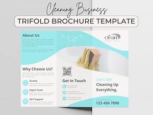 Professional Cleaning Trifold Brochure Template, Cleaning Service Pamphlet Canva, Cleaning Business Leaflet, DIY Cleaning Company Templates - Etsy