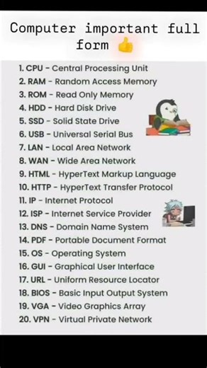 Computer Important Ful form #excelformula #computer #excel #computer @ComputerExcelKnowledge