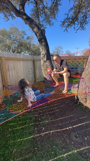 46K views · 144 reactions | Tree nets can really transform a space. Whether it’s a large bounce house high in the tree or a smaller lounge net for reading, they always add an element of adventure, relaxation, and unique charm. #treenet #relaxation #play #montessori #forestschool #rainbow #handmade #handwoven #rope #art #love #instagood #read | Treenet Collective | Facebook
