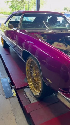 Candy Magenta 73 Chevy vert on gold 24’s Daytons