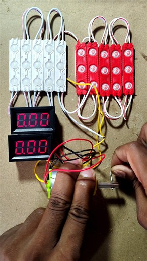 2 Voltmeter and 10 Led Powered by High Torque Gear Motor - Science Project